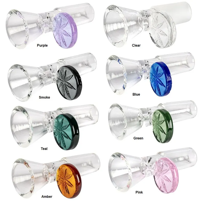 14mm Male Red Eye Glass Cone Pull-Out w/ Leaf Handle Bowl
